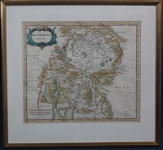 Robert Morden Maps of Surrey and West Moreland, 14.5 x 17in.